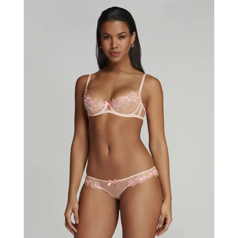 Agent Provocateur Lindie Pink Orange 2-piece Set: Bra 36DD / Brief AP4 Large